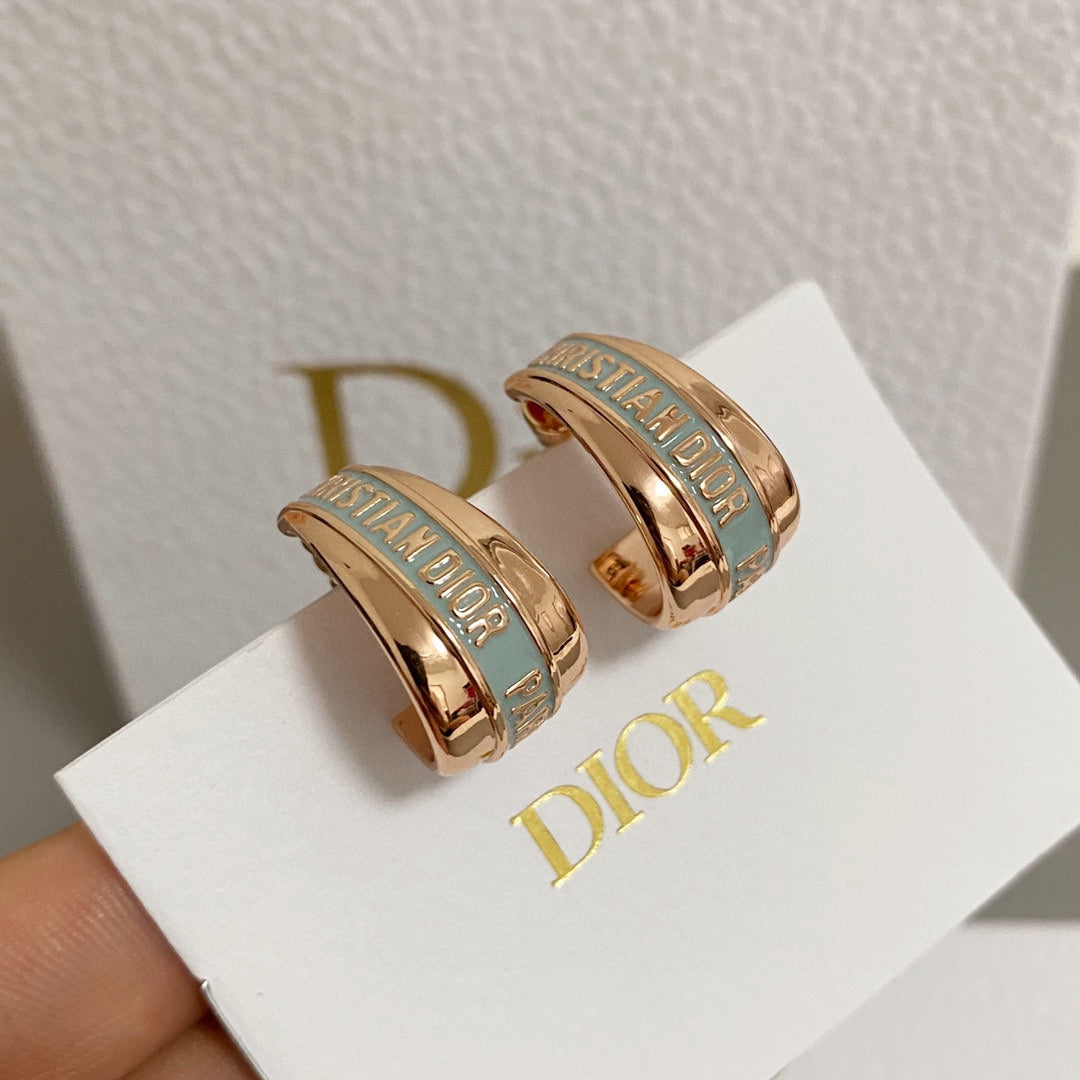 Rose Gold Oil Drop Letter Earrings