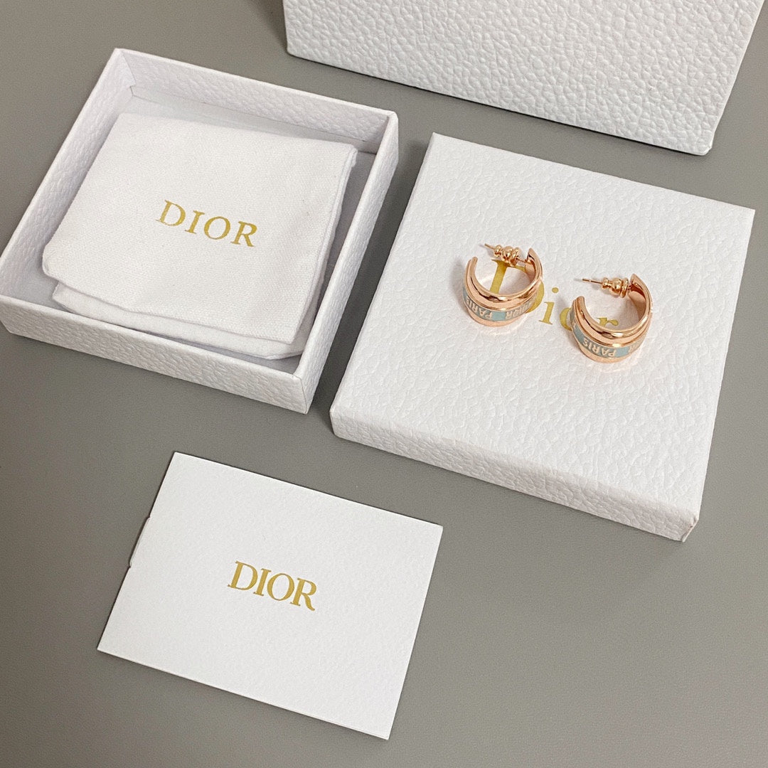 Rose Gold Oil Drop Letter Earrings