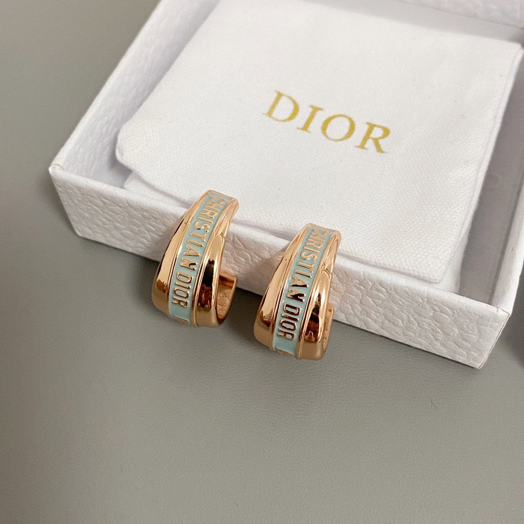 Rose Gold Oil Drop Letter Earrings