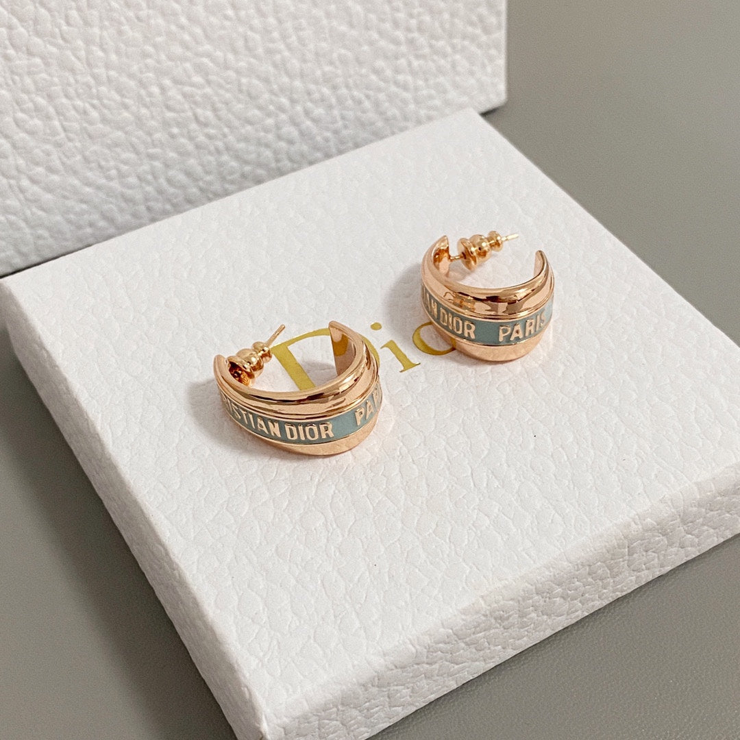 Rose Gold Oil Drop Letter Earrings