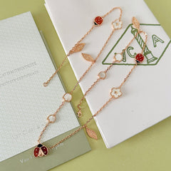 Lucky Four-Leaf Clover Ladybug Necklace