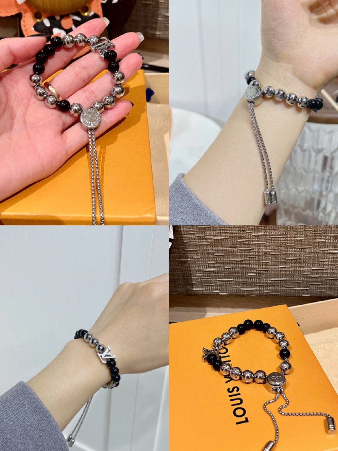 Unisex steel ball drawstring bracelet