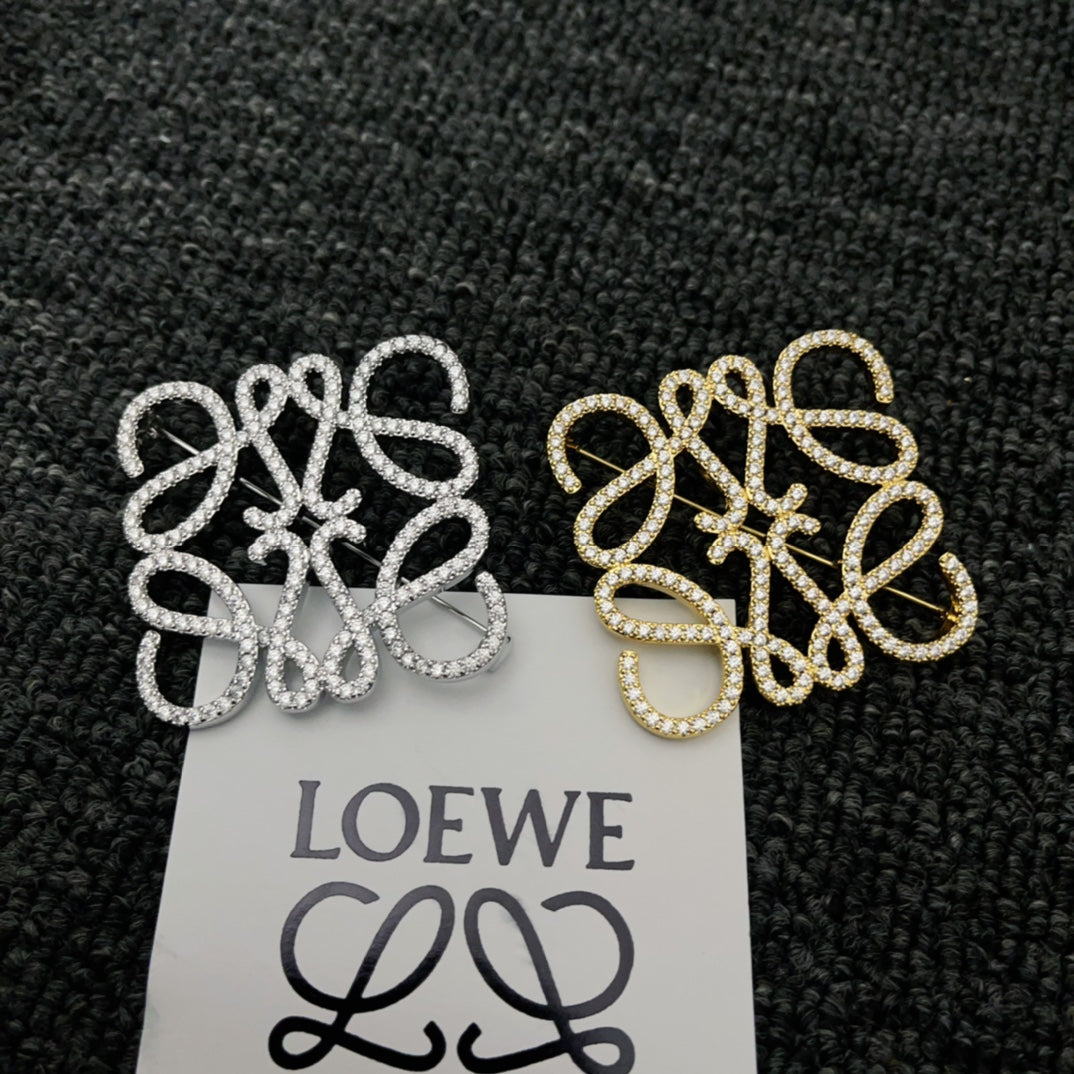 Versatile Gold Monogram Diamond Brooch