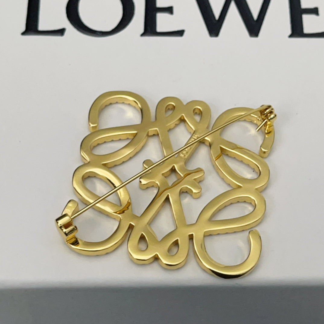 Versatile Gold Monogram Diamond Brooch