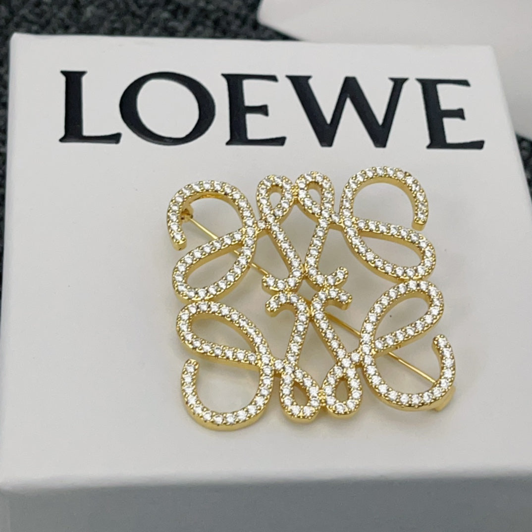 Versatile Gold Monogram Diamond Brooch