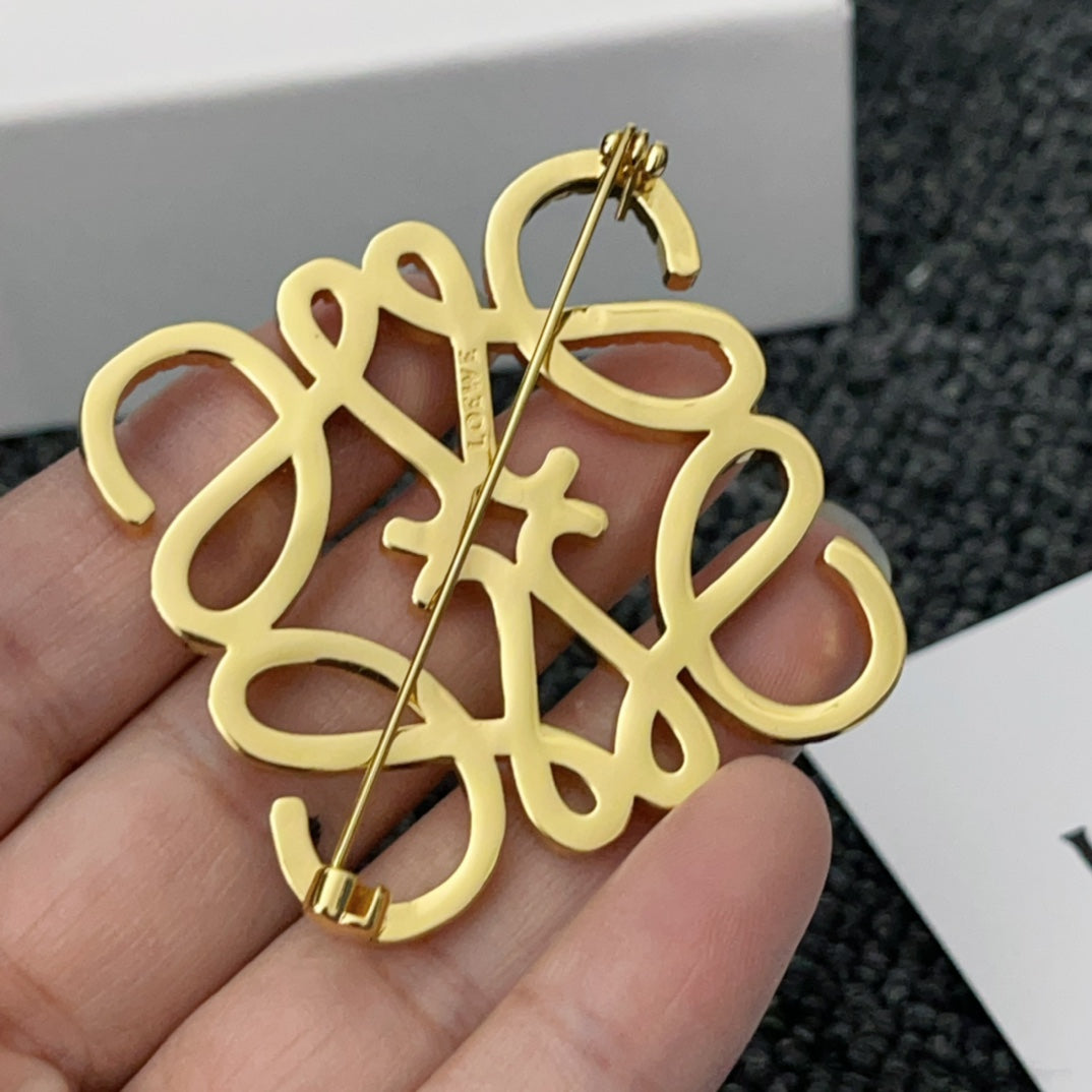 Versatile Gold Monogram Diamond Brooch