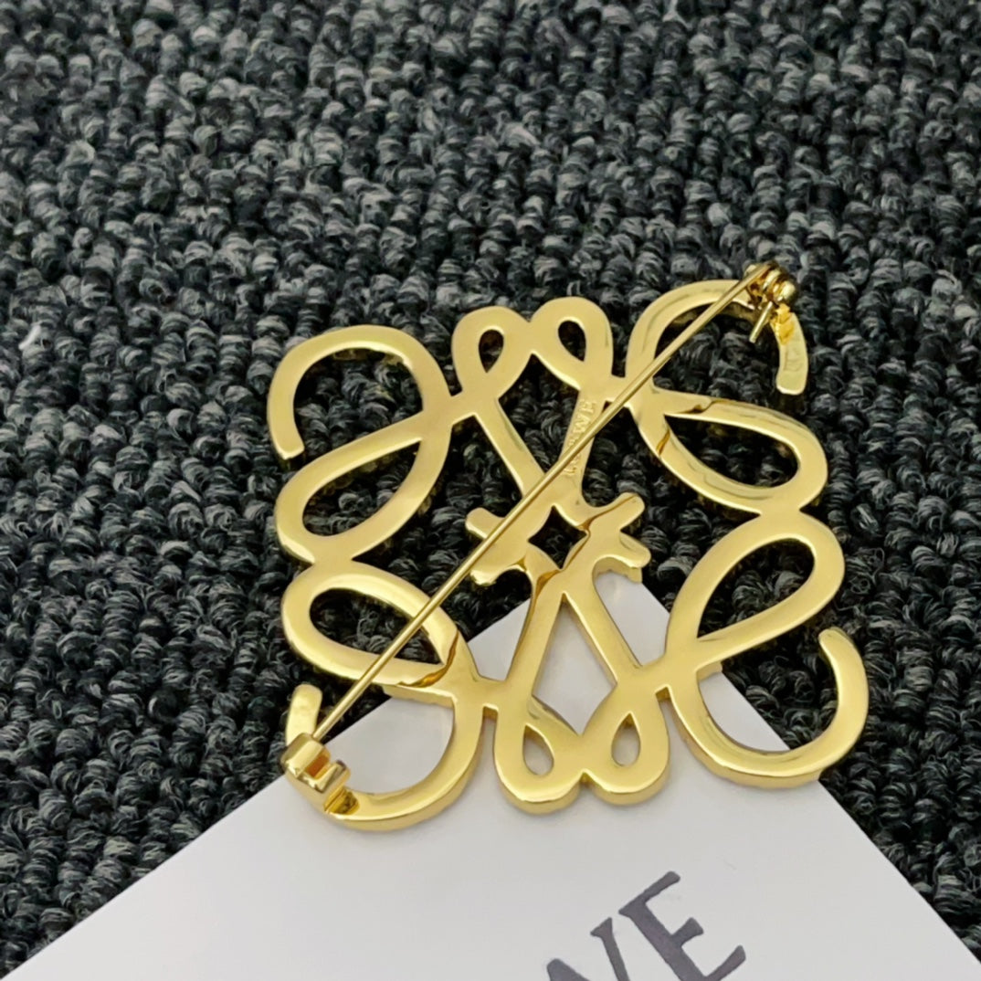 Versatile Gold Monogram Diamond Brooch