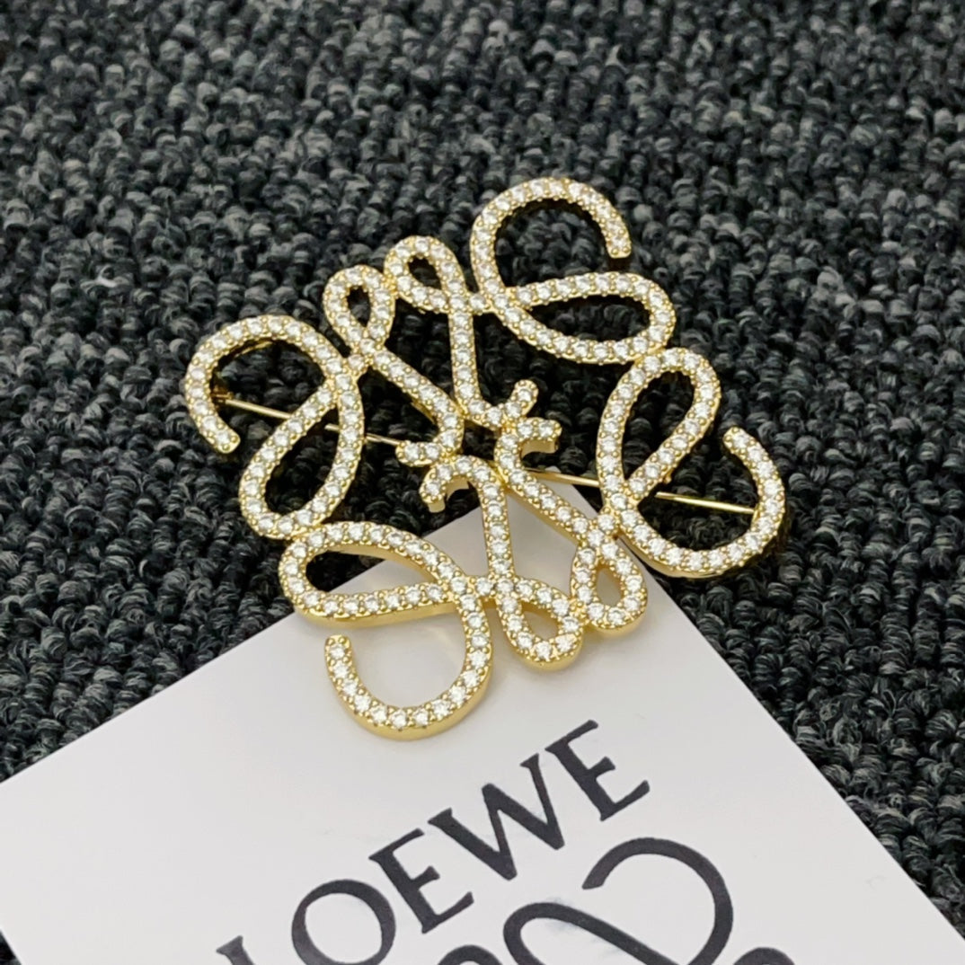Versatile Gold Monogram Diamond Brooch
