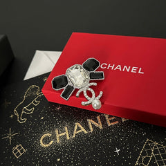 Elegant Diamond Bow Brooch