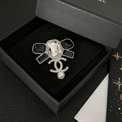 Elegant Diamond Bow Brooch