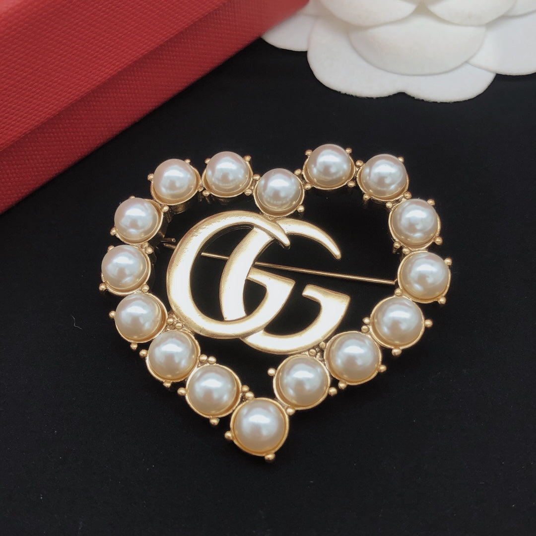 Pearl Heart Brooch