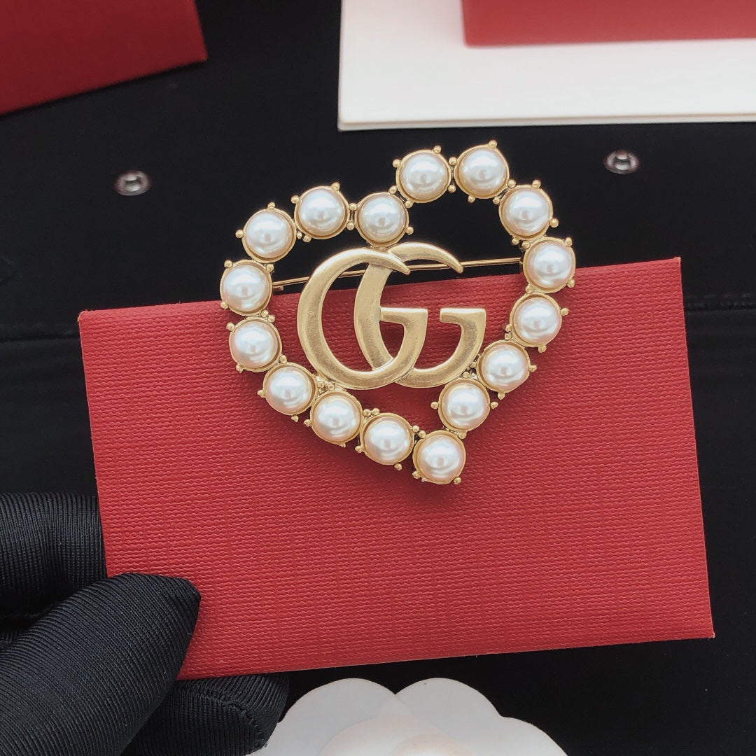 Pearl Heart Brooch