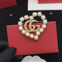 Pearl Heart Brooch