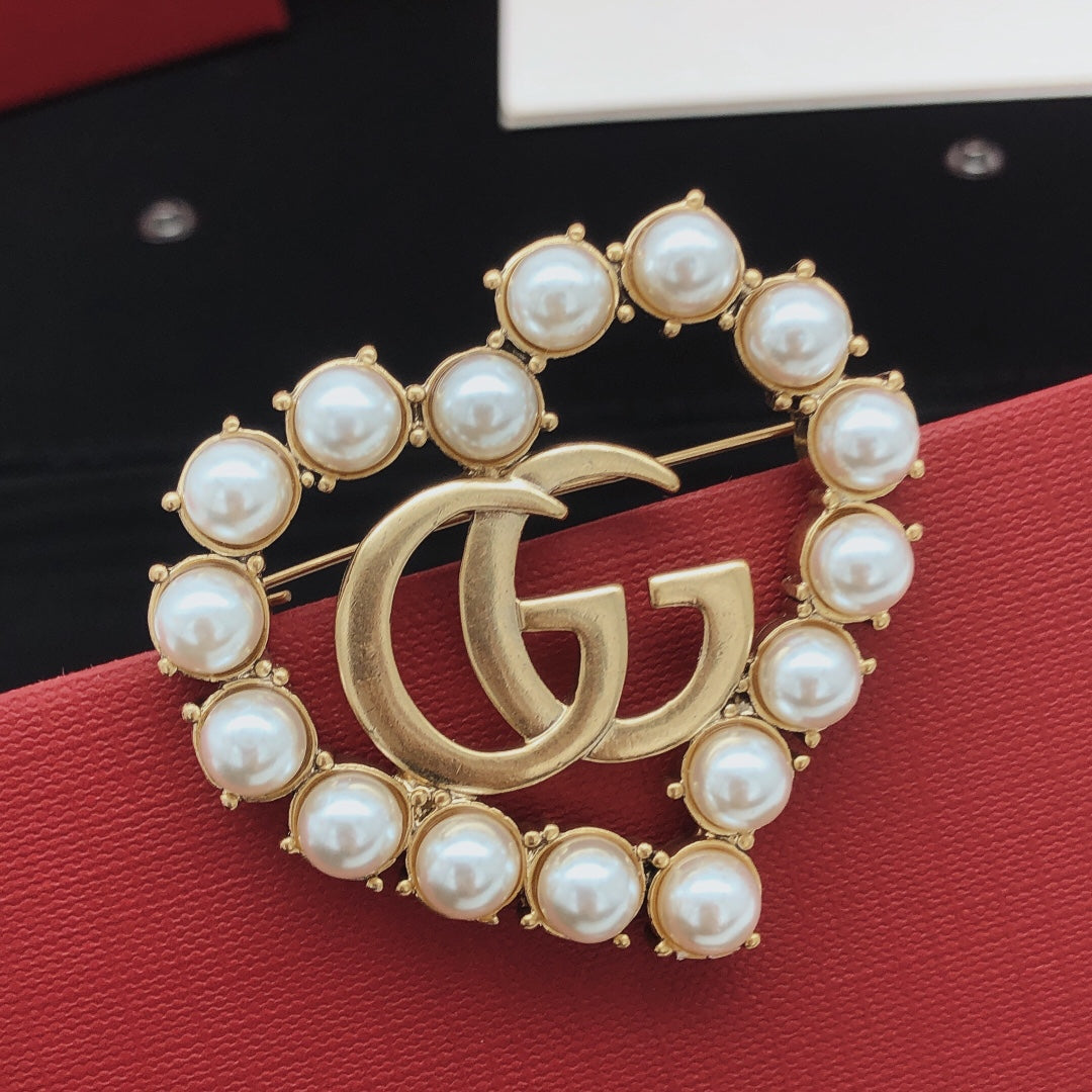 Pearl Heart Brooch