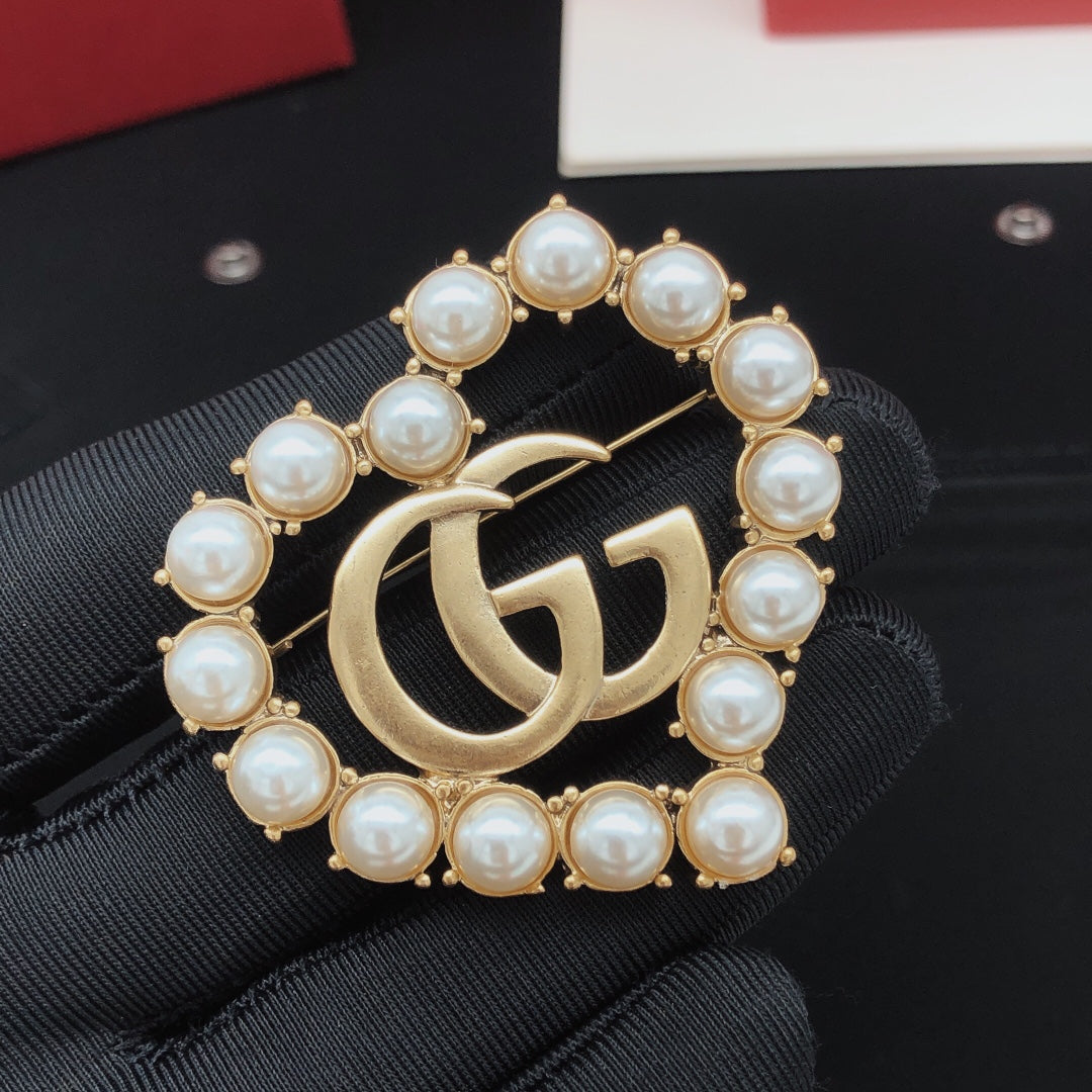 Pearl Heart Brooch