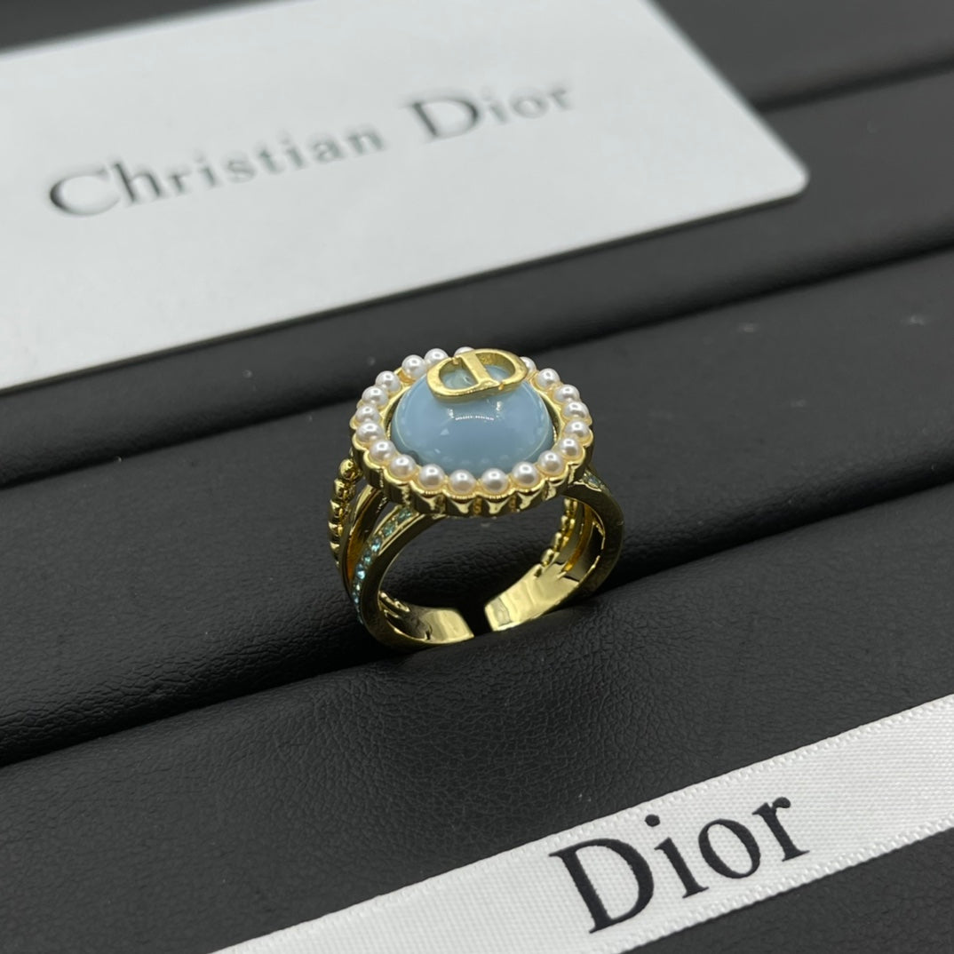 Monogram Pearl Open Ring