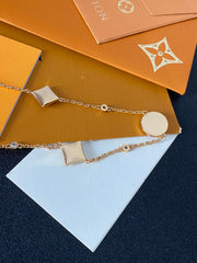 Floral four-leaf clover long necklace
