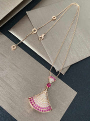 Sparkling Diamond Fan-Shaped Necklace