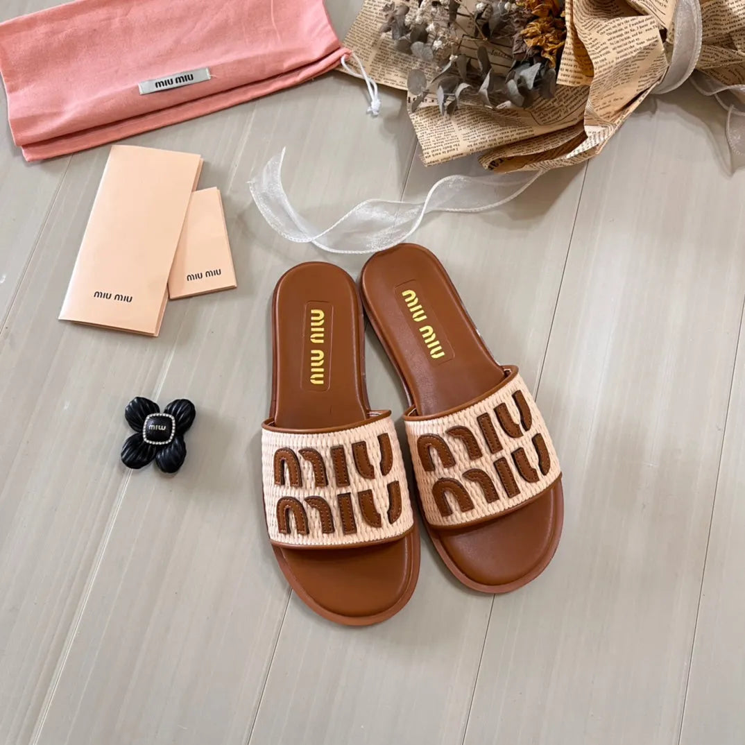 Raffia Textured Fabric Flats