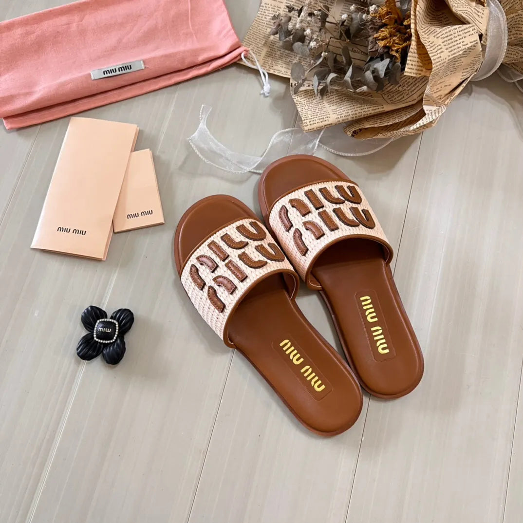 Raffia Textured Fabric Flats