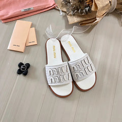 Raffia Textured Fabric Flats