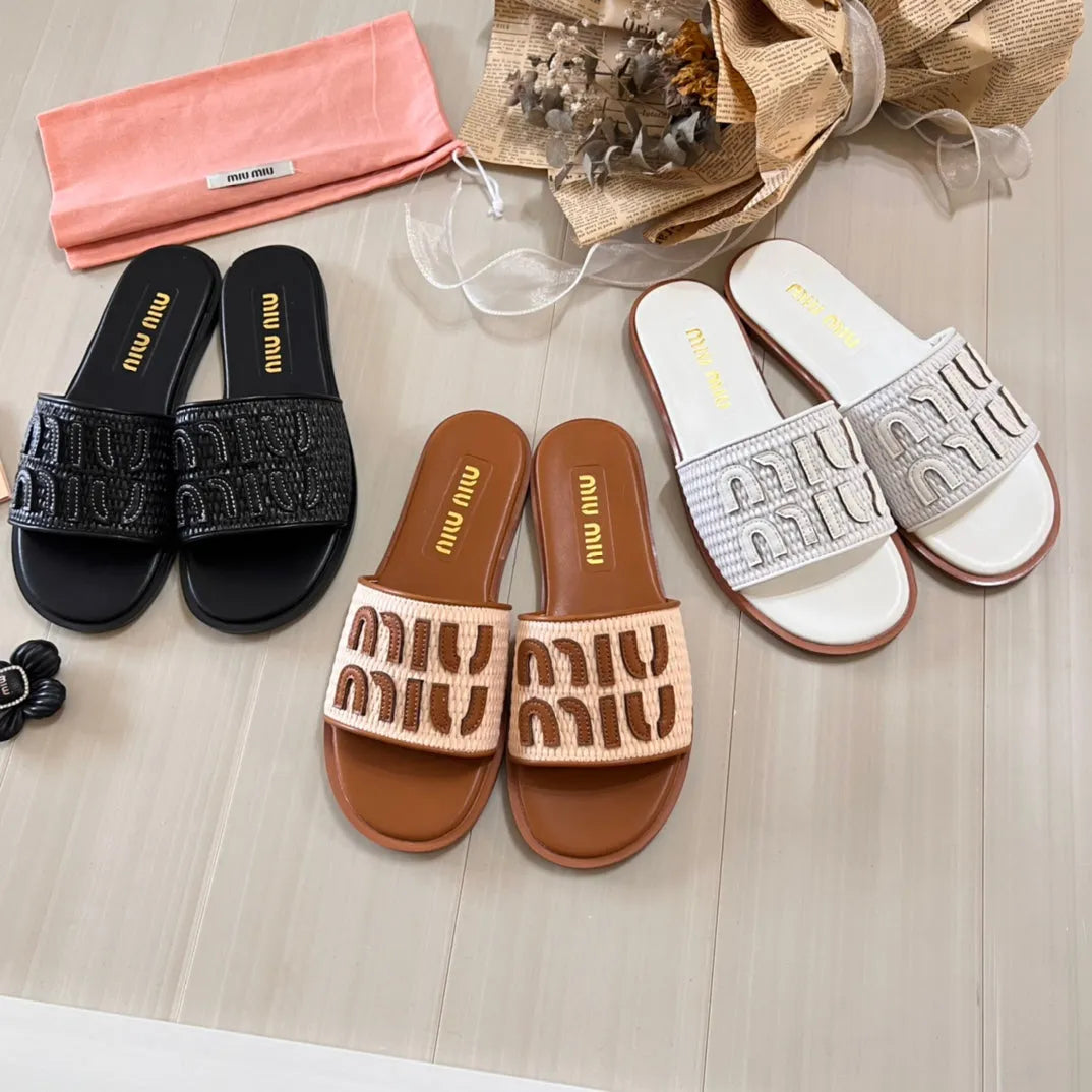 Raffia Textured Fabric Flats