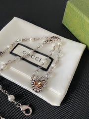 Fashionable Heart Crystal Necklace