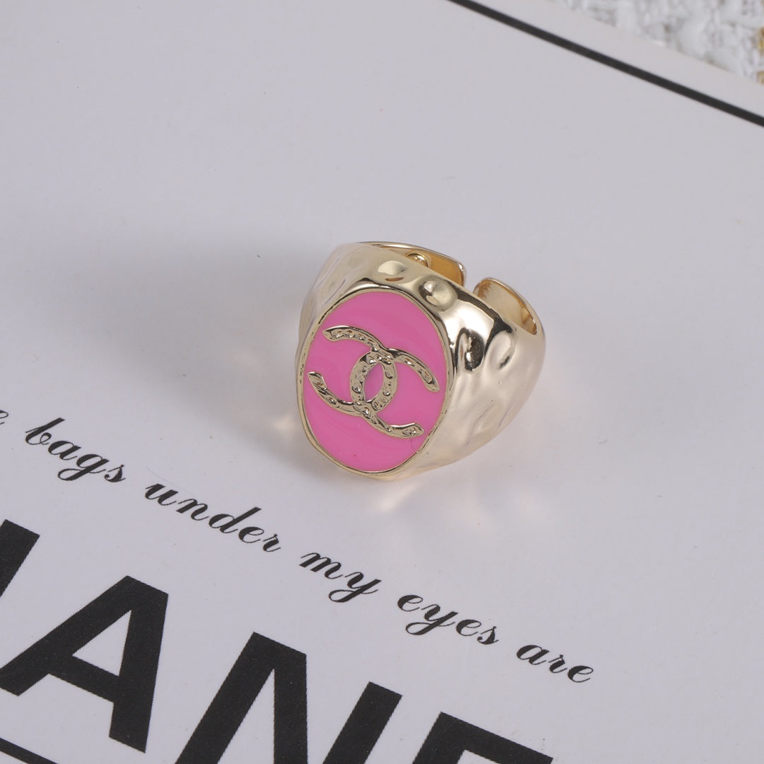 Pleated Enamel Open Ring