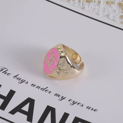 Pleated Enamel Open Ring