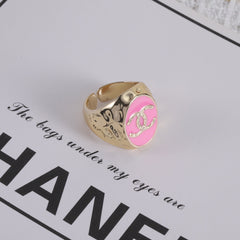 Pleated Enamel Open Ring