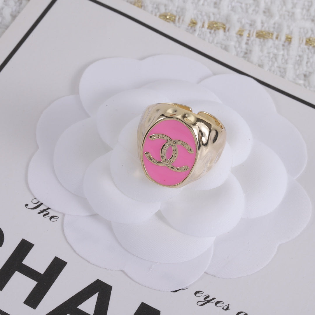 Pleated Enamel Open Ring