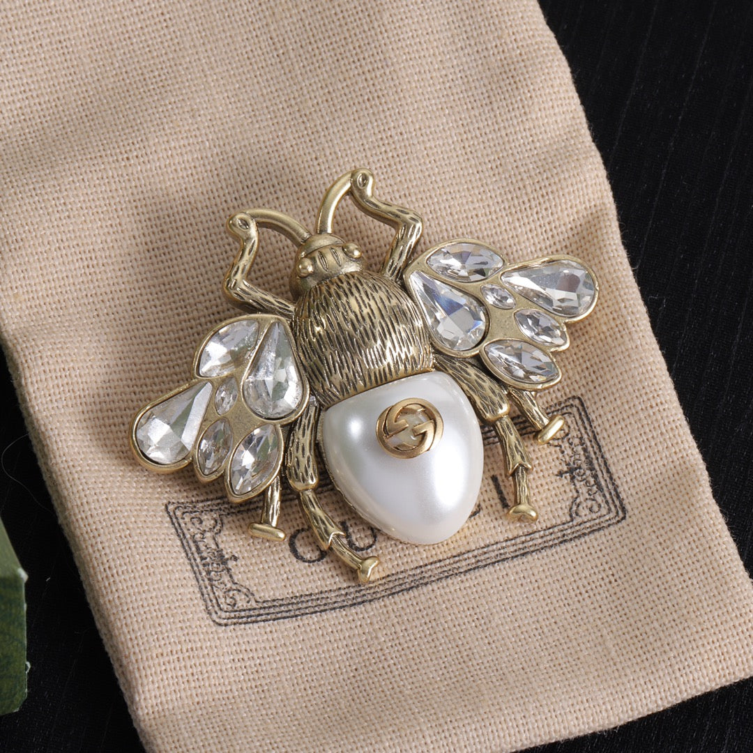 Vintage Diamond Bee Brooch