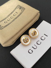 Monogram Hollow Pearl Earrings