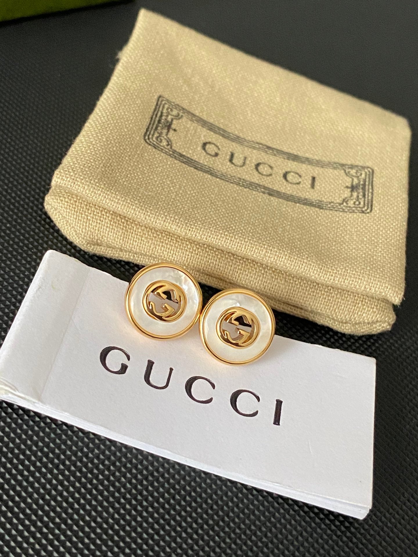 Monogram Hollow Pearl Earrings
