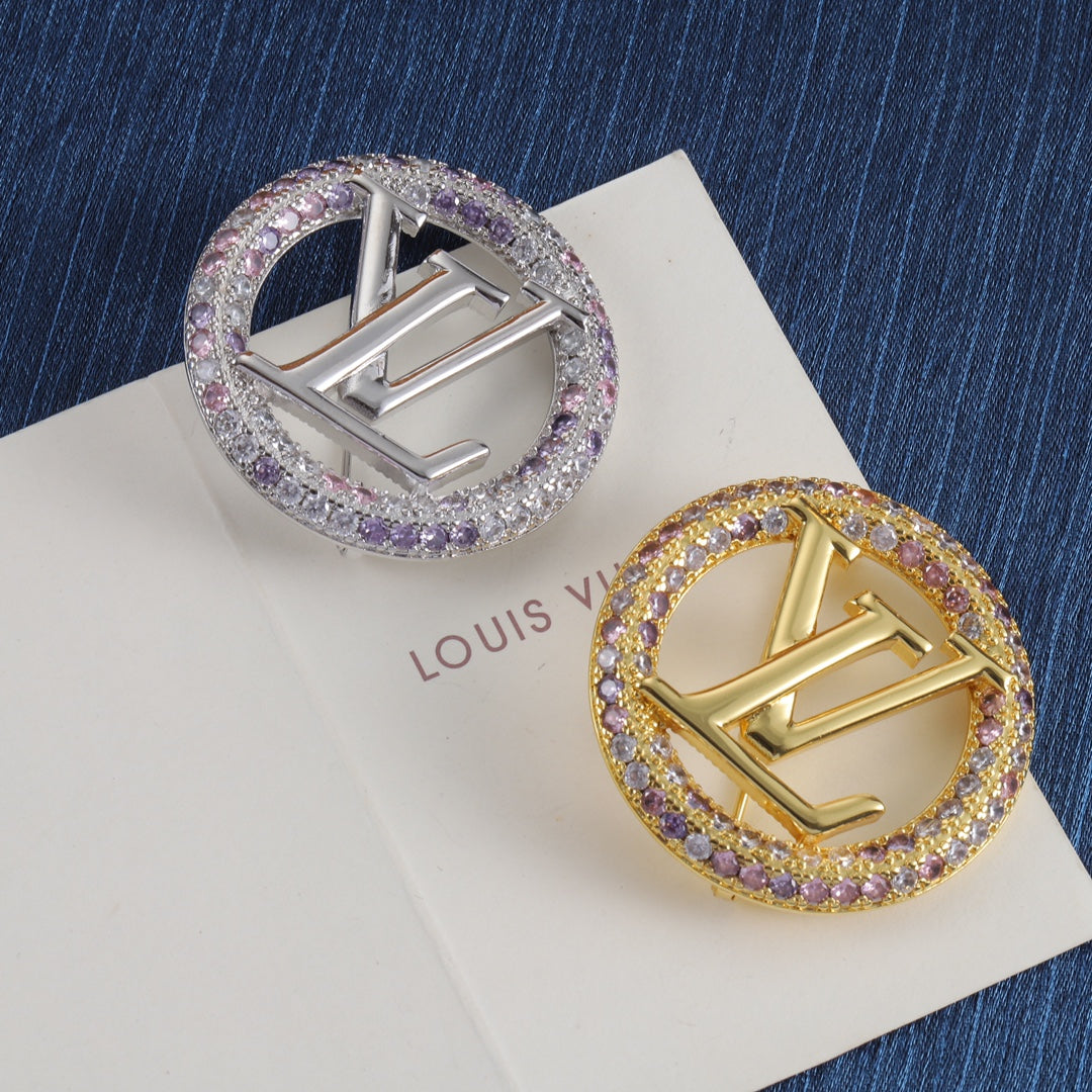 Colored Diamond Round Brooch