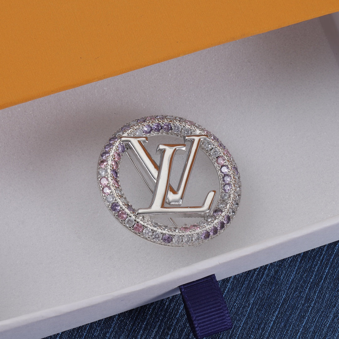 Colored Diamond Round Brooch