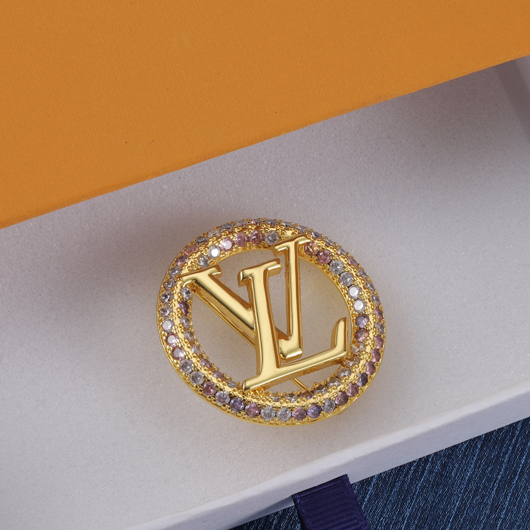 Colored Diamond Round Brooch