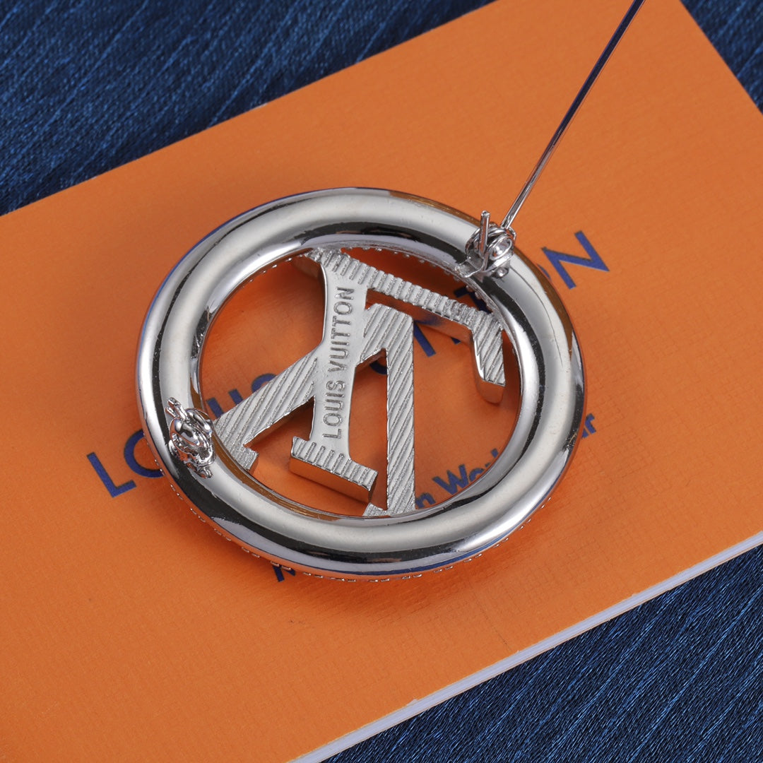 Colored Diamond Round Brooch