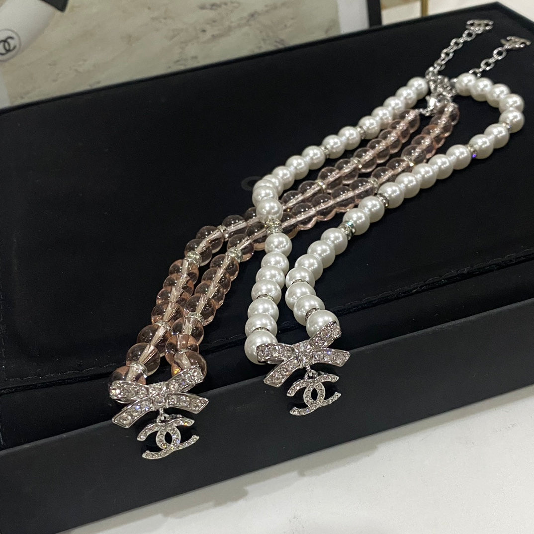 Pearl & Pink Bead Necklace