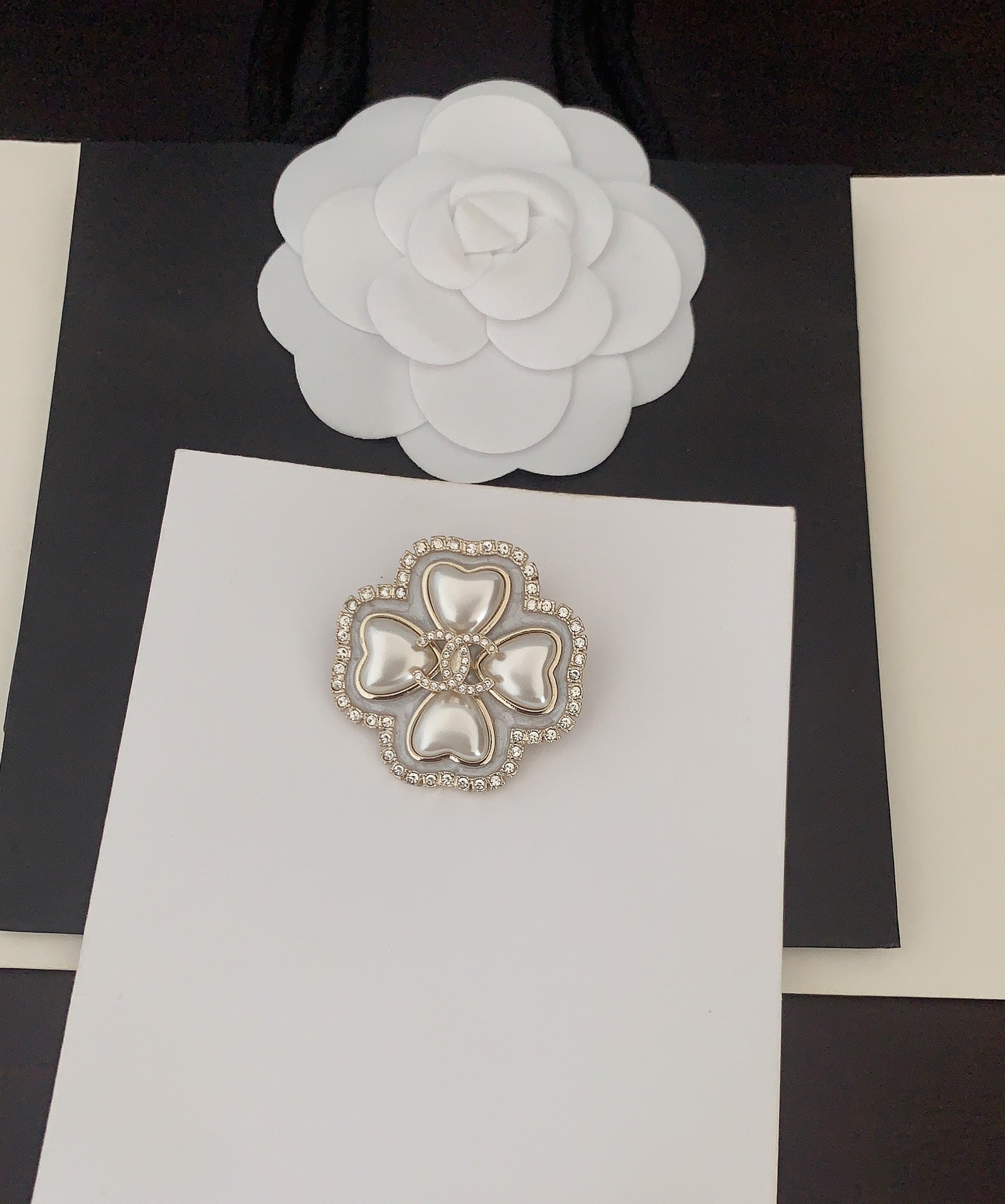 White Pearl Camellia Brooch