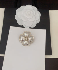 White Pearl Camellia Brooch