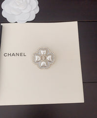 White Pearl Camellia Brooch