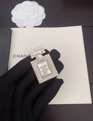 White Pearl Perfume Bottle Brooch