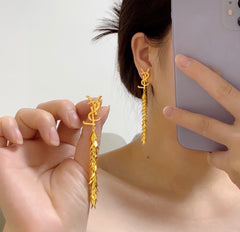 Long Tassel Leaf Earrings