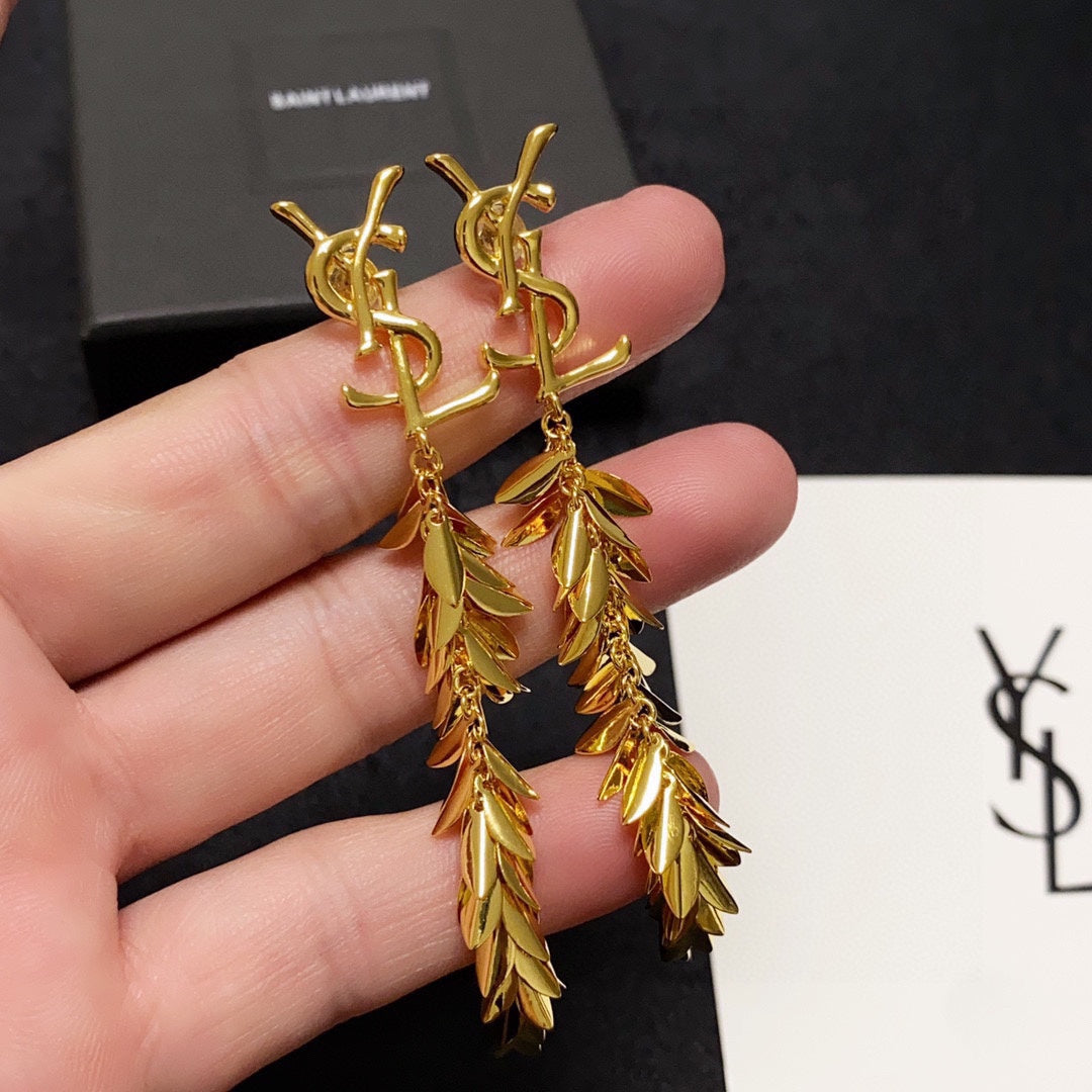 Long Tassel Leaf Earrings