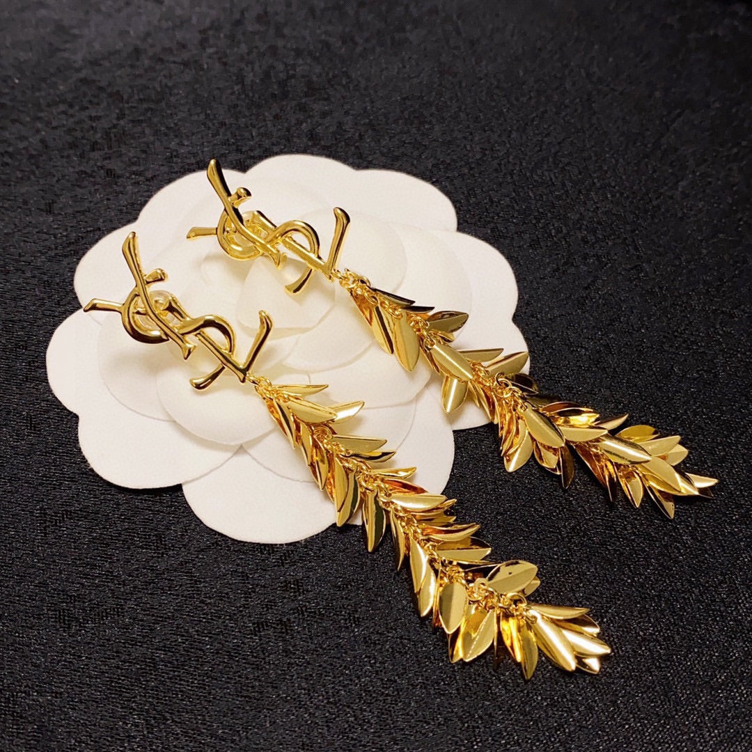 Long Tassel Leaf Earrings