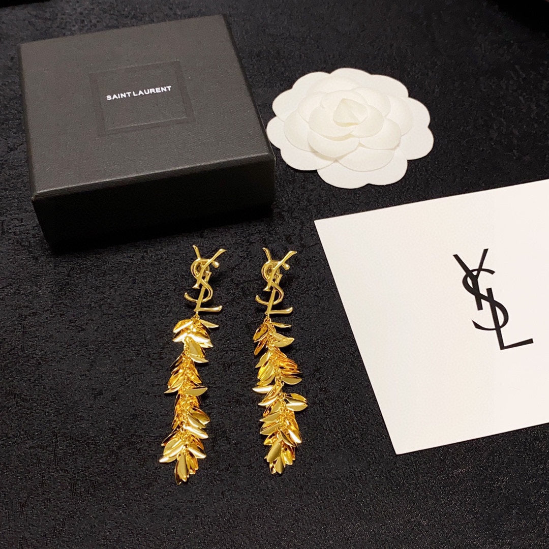 Long Tassel Leaf Earrings