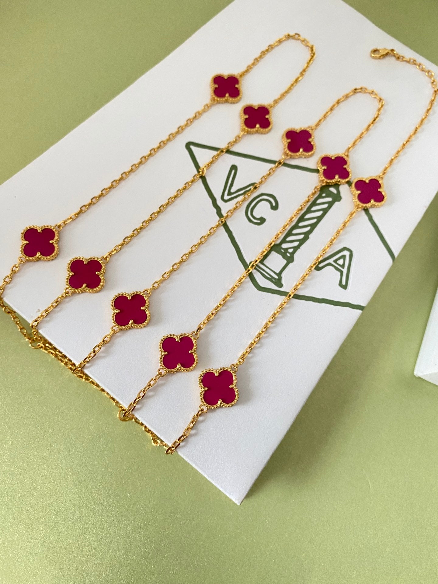 Long four-leaf clover necklace