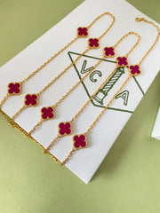 Long four-leaf clover necklace