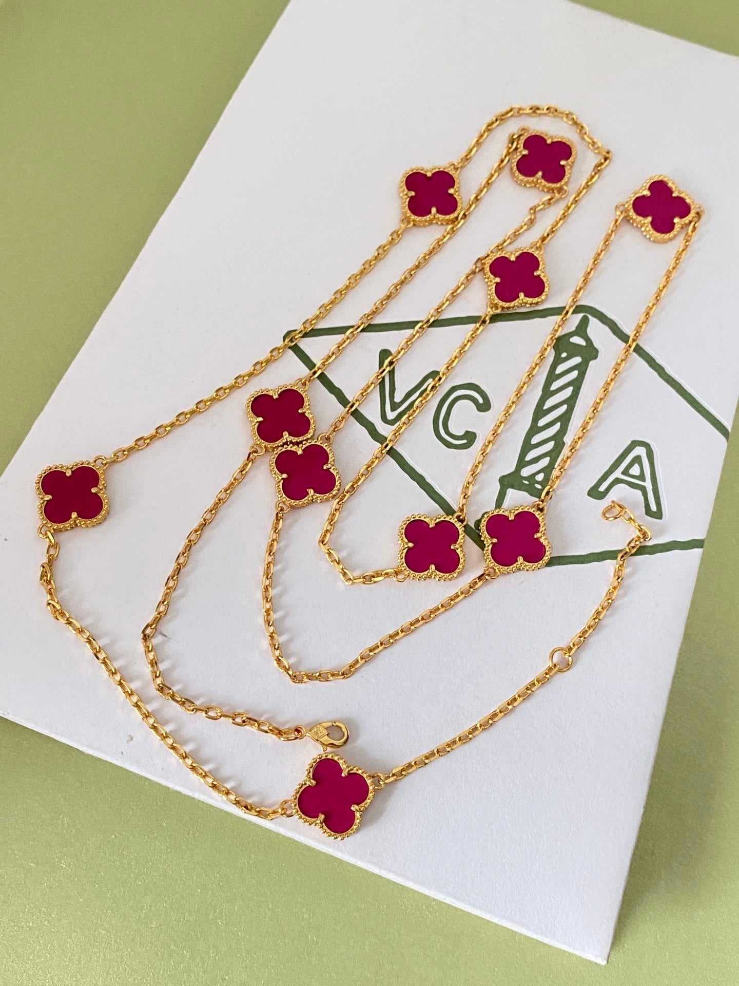 Long four-leaf clover necklace